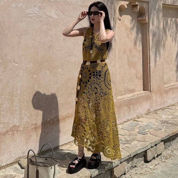 Zara Asymmetric Crochet Midi Dress - Picture 5 of 11